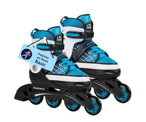 HUDORA Kids Inline Skates Basic | Patines en línea para niñas y niños, Ajustables en 4 Tallas | Fácil Entrada Gracias a la Correa de Potencia y la Hebilla de Cierre a presión