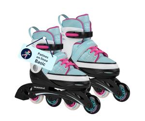 HUDORA Kids Inline Skates Basic | Patines en línea para niñas y niños, Ajustables en 4 Tallas | Fácil Entrada Gracias a la Correa de Potencia y la Hebilla de Cierre a presión