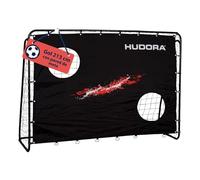 HUDORA Portería de Fútbol con Pared de Gol - Portería de fútbol robusta para niños y adultos al aire libre - Pared de tiro con dos agujeros reforzados