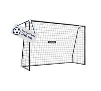 HUDORA Portería de fútbol Pro Tect 240 Lite - portería de fútbol con Bastidor Acolchado para Exteriores - Montaje rápido con Sistema Clic - Estructura de Acero Resistente para niños y jóvenes - Negro