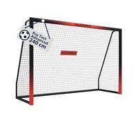 HUDORA Portería de Fútbol Pro Tect Advanced - para Exteriores, con Red, Resistente a la Intemperie, para niños y Adultos - Montaje Sencillo - Pared de Tiro Cremalleras y Velcro, Negra,240 x 160