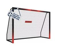HUDORA Portería de Fútbol Pro Tect Advanced - para Exteriores, con Red, Resistente a la Intemperie, para niños y Adultos - Montaje Sencillo - Pared de Tiro Cremalleras y Velcro, Negra,240 x 160