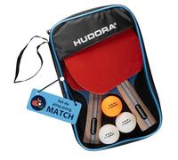 HUDORA Set de Tenis de Mesa para torneos/Partidos - Palas y Pelotas de Tenis de Mesa - con Bolsa - para Principiantes y Profesionales en Interiores y Exteriores