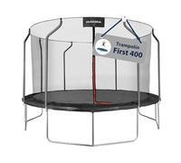 HUDORA Trampolin First 400V - Trampolín para Exteriores con Cubierta de Borde Resistente a Rayos UV y Red de Seguridad - Trampolín de jardín para niños y Adultos