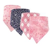 Hudson Baby Baberos unisex de algodón para bebé, diseño floral moderno, paquete de 4, talla única