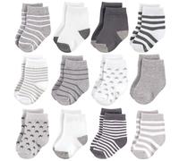 Hudson Baby Baby Boys Cotton Rich Rich Born y Terry Casquel Sock Grey White Star 12-24 meses EE. UU.