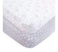 Hudson baby Baby - Sábana Bajera Ajustable de algodón para bebé, Color Gris Nubes, Talla única