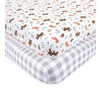 Hudson baby Sábana Bajera Ajustable de algodón para Cuna de bebé, tamaño único