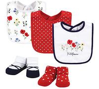 Hudson Baby Unisex Baby Cotton Bib and Sock Set, Wildflower, One Size