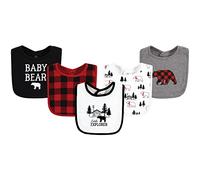 Hudson Baby Unisex Baby Cotton Bibs, Buffalo Plaid Bear, One Size