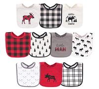 Hudson Baby Unisex Baby Cotton Bibs, Buffalo Plaid Moose, One Size