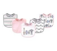Hudson Baby Unisex Baby Cotton Bibs, Pink Safari, One Size
