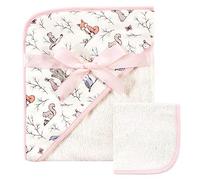 Hudson Baby Unisex Baby Cotton Hooded Towel and Washcloth, Enchanted Forest, One Size