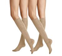 Hudson Calcetines de punto hasta la rodilla para mujer (paquete de 2), beige, 3-5