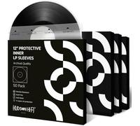 Hudson Hi-Fi Fundas interiores antiestáticas para discos de vinilo, paquete de 50 fundas transparentes duraderas, protege tus álbumes LP de arañazos, polvo y suciedad, fundas interiores de papel de