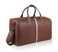 Hudson & James Bolsa de lona grande de cuero, bolsa de viaje de primera calidad, para viajes, fin de semana, gimnasio y cabina para hombres y mujeres., nogal, L, Contemporáneo