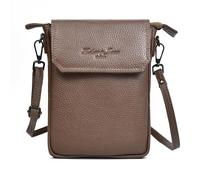 Hudson & James Bolso bandolera de cuero para mujer, bolso de hombro pequeño con correa ajustable, bolso bandolera con múltiples bolsillos para mujer, perfecto para viajes, compras y uso diario, nogal
