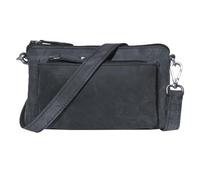 Hudson & James Bolso bandolera de piel auténtica envejecida, retro, vintage, hecha a mano, unisex, para viajes, para uso diario, negro (Distressed), S
