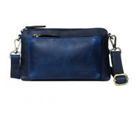 Hudson & James Bolso bandolera de piel auténtica envejecida, retro, vintage, hecha a mano, unisex, para viajes, para uso diario, Azul envejecido, S