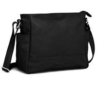 Hudson & James Bolso bandolera de piel auténtica para mujer, para viajes, para uso diario, para el trabajo, iPad, bolso de hombro, Black, Medium