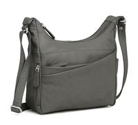 Hudson & James Bolso bandolera de piel auténtica para mujer, para viajes, para uso diario, para el trabajo, iPad, bolso de hombro, gris, M