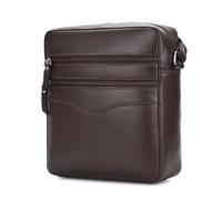 Hudson & James Bolso bandolera unisex de piel auténtica para hombre y mujer, para viajes, vacaciones, teléfono móvil, Brown, M