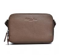 Hudson & James Bolso cruzado de cuero para mujer, bolso de hombro mediano de piel auténtica con cartera integrada y correa ajustable, nogal