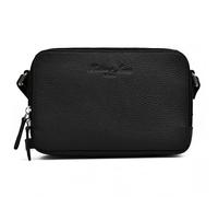 Hudson & James Bolso cruzado de cuero para mujer, bolso de hombro mediano de piel auténtica con cartera integrada y correa ajustable, Black