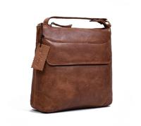 Hudson & James Bolso cruzado de piel auténtica para mujer, bolso de hombro ligero con correa ajustable, elegante bolso de uso diario para viajes, trabajo y compras