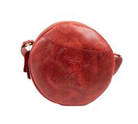 Hudson & James Bolso de mano de piel auténtica para mujer, diseño de círculo, para viajes, para uso diario, cruzado, para el hombro, Crunch rojo envejecido, M