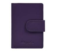 Hudson & James Cartera de cuero con bloqueo RFID para mujer, monedero compacto plegable para mujer con ventana de identificación, ranuras para tarjetas y bolsillo para monedas, Purple, M