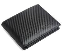 Hudson & James Cartera de piel auténtica con bloqueo RFID para hombre con tarjetero, compartimentos para billetes, bolsillo para monedas, carteras minimalistas para hombre con caja de regalo, Black, M