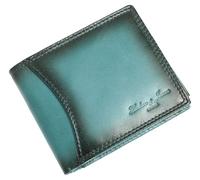 Hudson & James Cartera de piel auténtica con bloqueo RFID para hombre con tarjetero, compartimentos para billetes, bolsillo para monedas, carteras minimalistas para hombre con caja de regalo, Blue, M