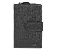 Hudson & James Cartera de piel auténtica para mujer, con bloqueo RFID, bolsillo con cremallera, tarjetero y ventana de identificación, Black, M, Contemporáneo