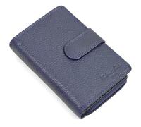 Hudson & James Cartera de piel auténtica para mujer, con bloqueo RFID, bolsillo con cremallera, tarjetero y ventana de identificación, Navy, M, Contemporáneo