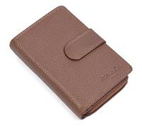 Hudson & James Cartera de piel auténtica para mujer, con bloqueo RFID, bolsillo con cremallera, tarjetero y ventana de identificación, nogal, M, Contemporáneo