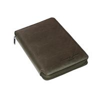 Hudson & James Cartera de viaje de piel 100% auténtica, funda para pasaporte, bloqueo RFID, organizador de documentos, Brown, 2.54 x 10.16 x 15.24 cm, Moderno