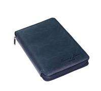 Hudson & James Cartera de viaje de piel 100% auténtica, funda para pasaporte, bloqueo RFID, organizador de documentos, Blue, 2.54 x 10.16 x 15.24 cm, Moderno