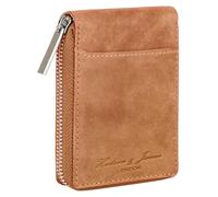 Hudson & James Carteras delgadas con caja de regalo para hombre, minimalista, bloqueo RFID, cartera de cuero con 9 soportes para tarjetas de crédito, 2 compartimentos para billetes con cremallera