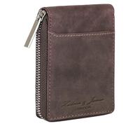 Hudson & James Carteras delgadas con caja de regalo para hombre, minimalista, bloqueo RFID, cartera de cuero con 9 soportes para tarjetas de crédito, 2 compartimentos para billetes con cremallera