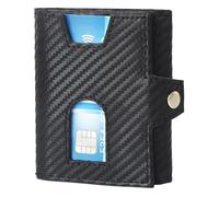 Hudson & James Carteras para hombre, con bloqueo RFID, de piel de fibra de carbono, triple pliegue, vertical, para hombre, Black, M, Contemporáneo