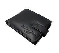 Hudson & James Designer London - Cartera de piel auténtica para hombre, con soporte para tarjetas de crédito, con caja de regalo (negro azabache), negro azabache, M, Contemporáneo