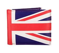 Hudson & James London - Cartera de piel con estampado real para hombre, con cremallera, bolsillo para moneda, tarjetero de crédito, monedero, plegable, Reino Unido, Union Jack (negro)