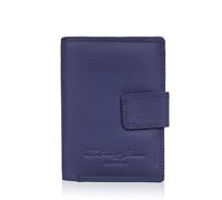 Hudson & James Monederos RFID para mujer de cuero de diseño seguro y compacto, billetera con cremallera y bolsillo para monedas en caja, azul marino, M, Minimalista