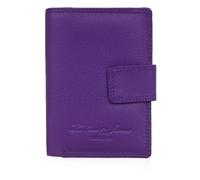 Hudson & James Monederos RFID para mujer de cuero de diseño seguro y compacto, billetera con cremallera y bolsillo para monedas en caja, Purple, M, Minimalista