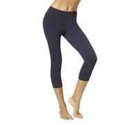 HUE Leggings Capri de algodón opacos de Cintura Ancha para Mujer, Marino, Small