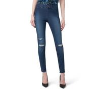 HUE Leggings de Mezclilla Rasgados hasta la Rodilla para Mujer, Lavado de Tinta, M