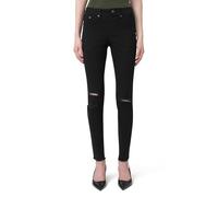 HUE Leggings de Mezclilla Rasgados hasta la Rodilla para Mujer, Negro, M
