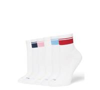 HUE Mini Crew - Calcetines deportivos acolchados de algodón para mujer, 6-10, rayas retro, paquete de 6 pares, talla única (paquete de 6), Retro Stripe - Paquete de 6 pares, talla única