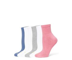 HUE Mini Crew Sock 6 Pair Pack Calcetín Informal, Wild Rose-Paquete de 6 Pares, Altoa única Mujer